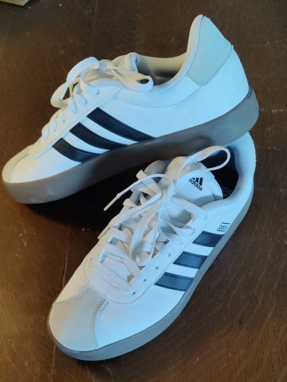 Adidas Men’s White Sneakers with Black Stripes NWOT